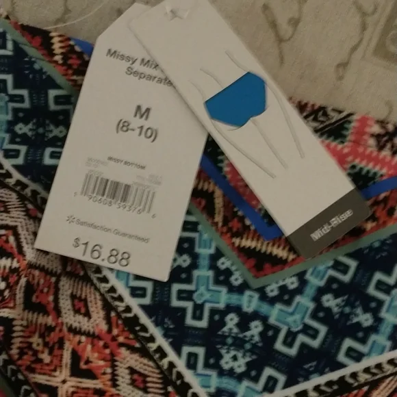 🌠HP🌠NWT Time and Tru Print Tankini w/Mid-rise Side Tie Bottom - Picture 8 of 10
